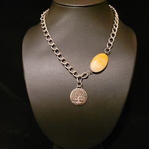 Tree of Life Charm & Yellow Aventurine Stone Chain Necklace
